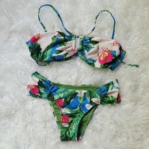 Agua Menta Brazilian Swimming Suit Floral Green Bikini Set